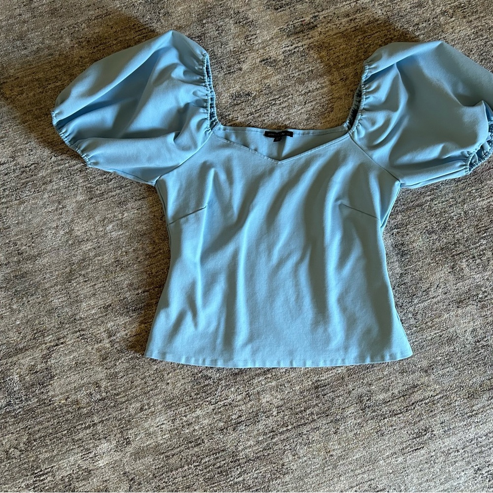 Boston Proper Light Blue Puff Sleeve Blouse size XL - Picture 2 of 5